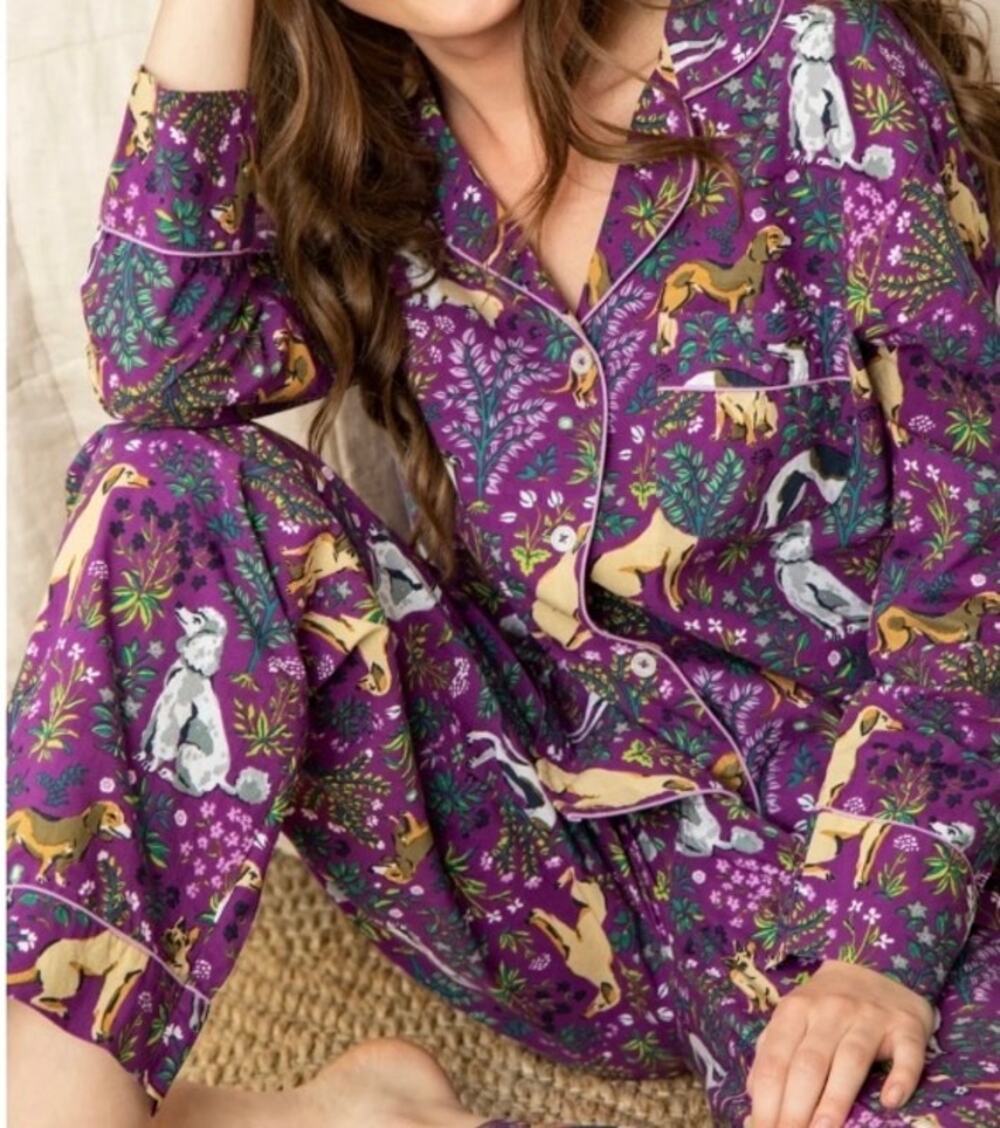 Printfresh Amethyst Purple Must Love Dogs Long Sleeved Cotton Pajama Set S